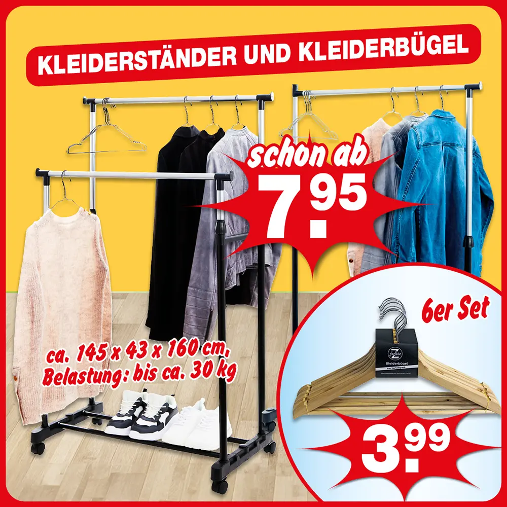 Kleiderständer und Kleiderbügel