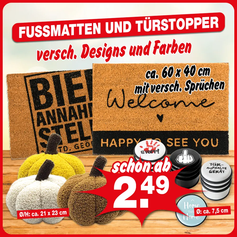 Fussmatten und Türstopper